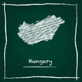 Hungary outline vector map hand drawn with chalk.