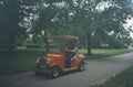 Hungary 1979, People park golf kart 70s Royalty Free Stock Photo