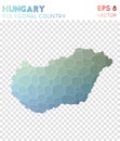 Hungary polygonal map, mosaic style country.