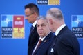 Hungary`s President Viktor Orban, Defence Minister Kristof Szalay-Bobrovniczky and Foreign Minister Peter Szijjarto Royalty Free Stock Photo