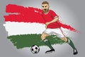 Hungary soccer player with flag as a background Royalty Free Stock Photo