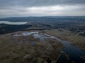 Hungary - Tihany peninsula at blue hour time from drone view.