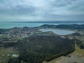 Hungary - Tihany peninsula at blue hour time from drone view.