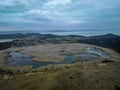 Hungary - Tihany peninsula at blue hour time from drone view.