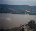 Hungary 1979, View over the Danube in Budapest Royalty Free Stock Photo