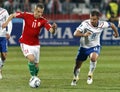 Hungary vs. Netherlands football game Royalty Free Stock Photo