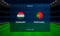 Hungary vs Portugal football scoreboard. Broadcast graphic soccer Royalty Free Stock Photo