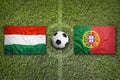 Hungary vs. Portugal on soccer field Royalty Free Stock Photo