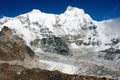 Hungchhi peak and Chumbu peak above Ngozumba glacier Royalty Free Stock Photo