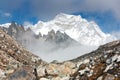 Hungchhi peak and Chumbu peak from Cho Oyu base camp - trek to Everest base camp Royalty Free Stock Photo