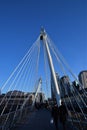 Hungerford Bridge and Golden Jubilee Bridges with people, London, United Kingdom Royalty Free Stock Photo