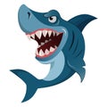 Hungry angry cartoon great white shark wiith big teeth . Vector illustration Royalty Free Stock Photo