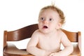 Hungry baby high chair Royalty Free Stock Photo