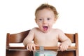 Hungry baby high chair Royalty Free Stock Photo