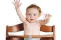 Hungry baby high chair Royalty Free Stock Photo