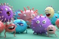 Hungry Bacteria many colors Generative AI Royalty Free Stock Photo
