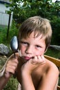 Hungry boy with a spoon Royalty Free Stock Photo