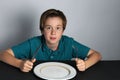 Hungry boy Royalty Free Stock Photo