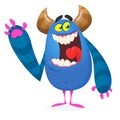 Hungry cartoon monster excited. Vector illustration.