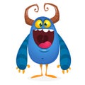 Hungry cartoon monster excited. Vector illustration