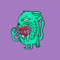 hungry cat design crazy eating cat design vector style Royalty Free Stock Photo