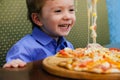 Hungry child eat slice pizza,  meal.Hungry child eat slice pizza,  meal Royalty Free Stock Photo