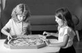 Hungry children eating pizza. Kids preparing to eat fresh pizza.