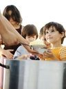 Hungry children in refugee camp Royalty Free Stock Photo