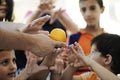 Hungry children in refugee camp, Royalty Free Stock Photo