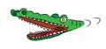 Hungry crocodile with open mouth, full of sharp teeth, swiming in watter