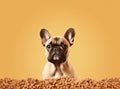hungry dog, for a big mound of food, created with Generative AI technology Royalty Free Stock Photo