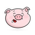 Hungry emoticon icon. Emoji pig.