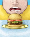 Hungry Face with Cheeseburger