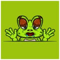 Hungry Face Expression With Frog Cartoon.