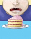 Hungry Face with a Slice of Cake