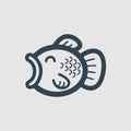 The Hungry fish cartoon illustration logo