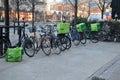 Hungry food delivery biker in Copenhagen Denmark