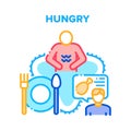 Hungry Human Vector Concept Color Illustration