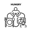 Hungry Human Vector Black Illustrations