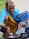 Hungry Old Woman Royalty Free Stock Photo