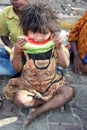 Hungry Poor Girl Royalty Free Stock Photo