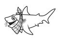 A hungry shark with a napkin in his neck. vector illustration for coloring books Royalty Free Stock Photo