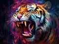 Ai Generated illustration Wildlife Concept of Hungry tiger Royalty Free Stock Photo