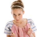 Hungry woman with knife and fork Royalty Free Stock Photo