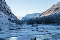 Hunnedalen Norway frozen river valley wintertime