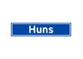 Huns isolated Dutch place name sign. City sign from the Netherlands.