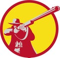Hunter Aiming Shotgun Rifle Circle Retro Royalty Free Stock Photo