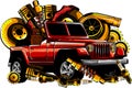 Hunter car jeep vector illustration on white background. digita hand draw design Royalty Free Stock Photo