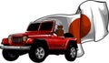 Hunter car jeep vector illustration on white background. digita hand draw design Royalty Free Stock Photo
