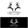 Hunter deer antler logo vector illustration design